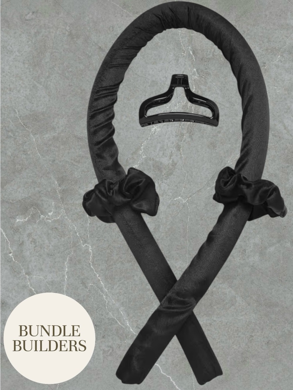 $8 Add-on | No-Heat Satin Hair Curler Headband Set - Black